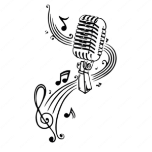 micro et notes de musique